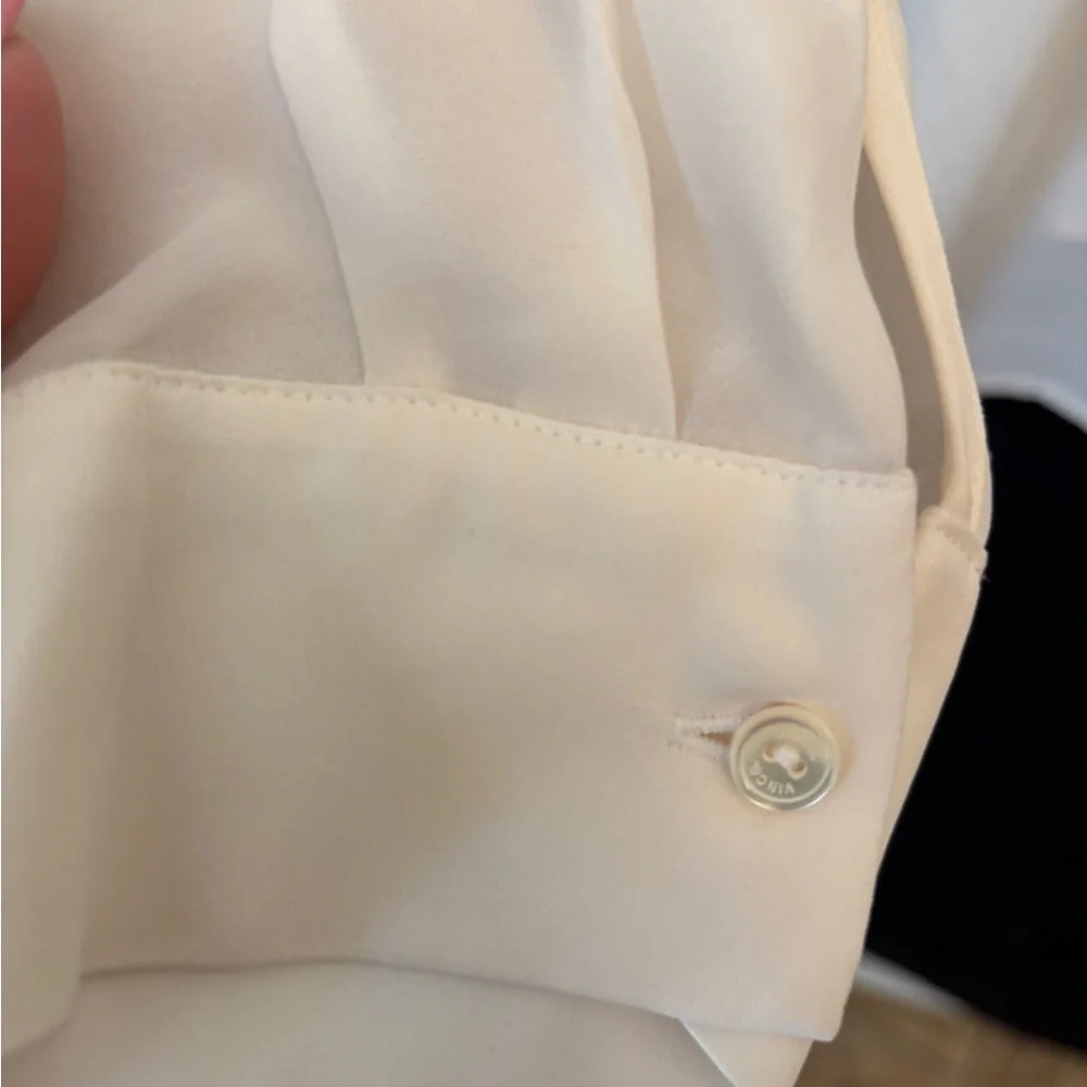 Vince 100% Silk Cream Women's LS Blouse Size Medium RN #106730 Oversized - Picture 7 of 8